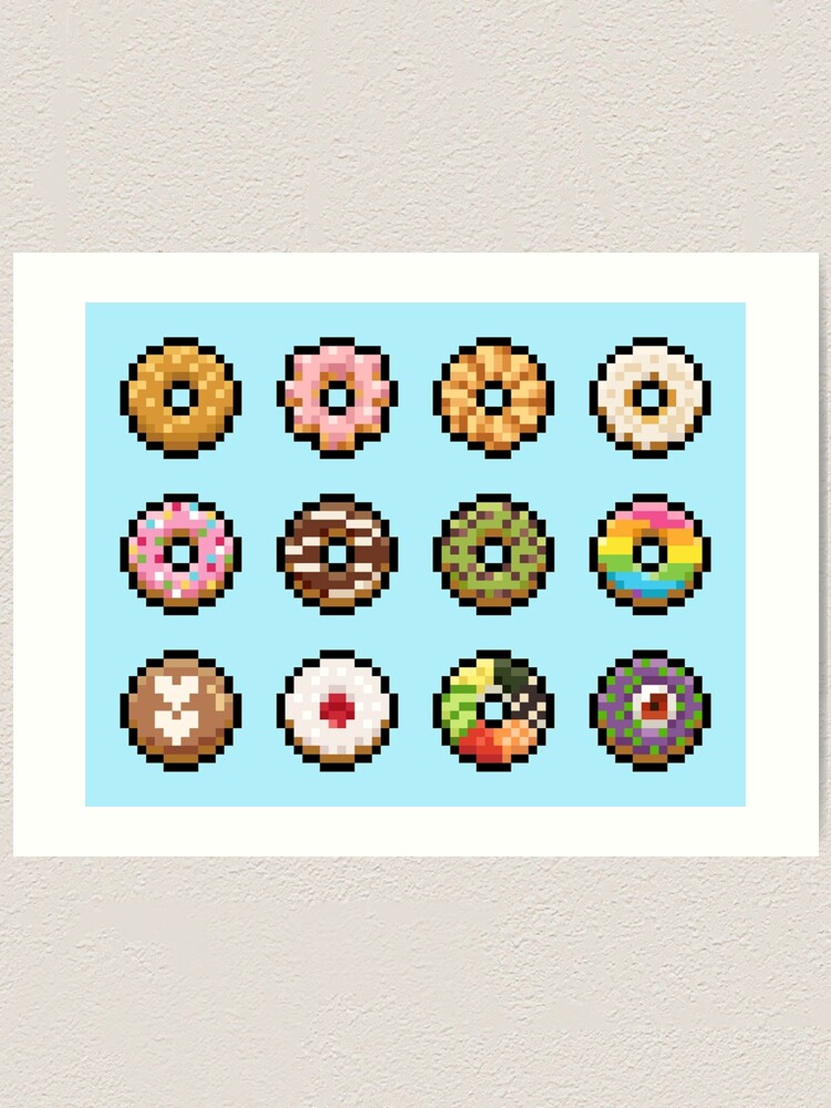 Coasters Donut Perler Pixel Donuts Art Print For Sale By