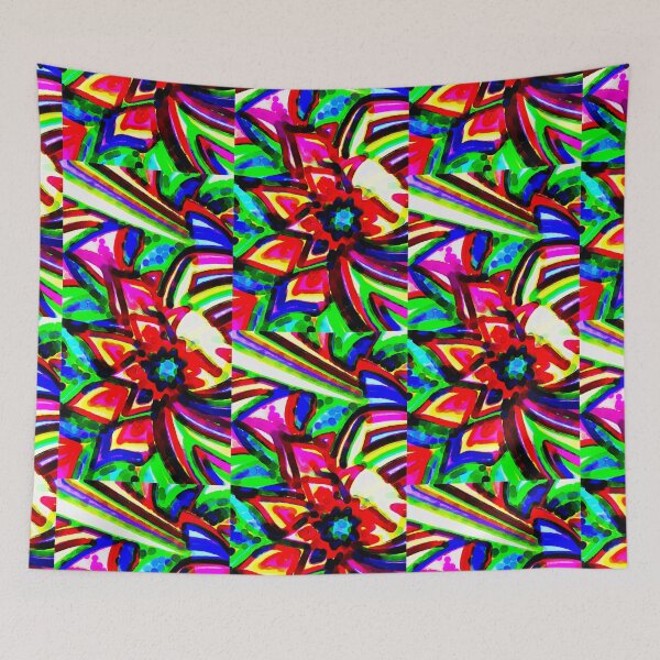 Item preview, Red Flower Mandala with rainbow colors designed and sold by Earth Nature Creations.
