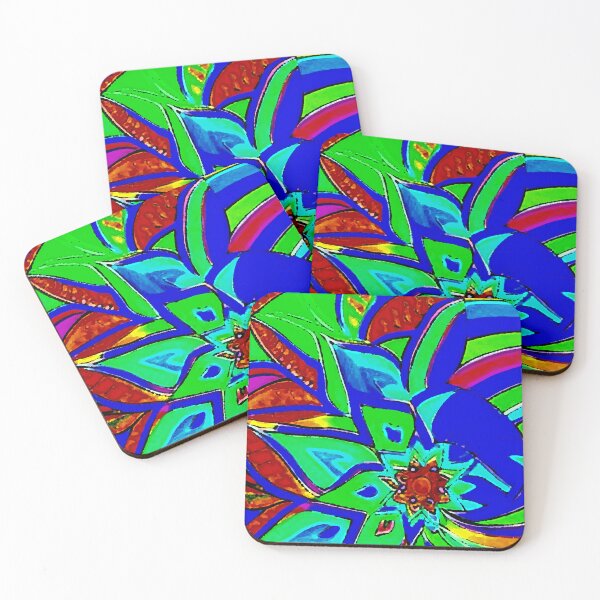 Item preview, Green Blue Flower Mandala with rainbow colors designed and sold by Earth Nature Creations.