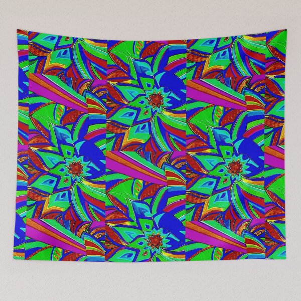 Item preview, Green Blue Flower Mandala with rainbow colors designed and sold by Earth Nature Creations.