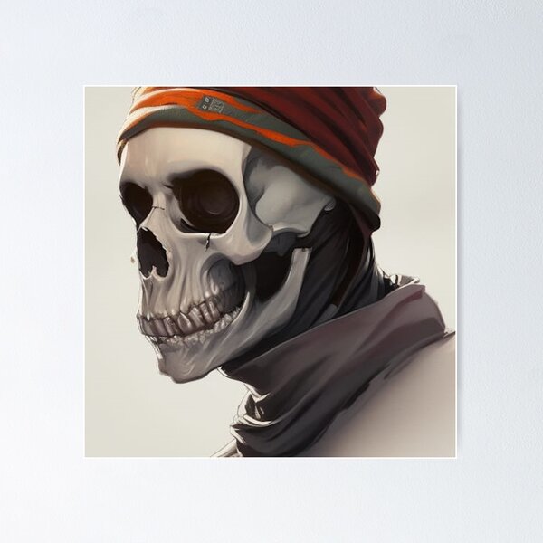 Skeleton wearing a Beanie Hat Poster