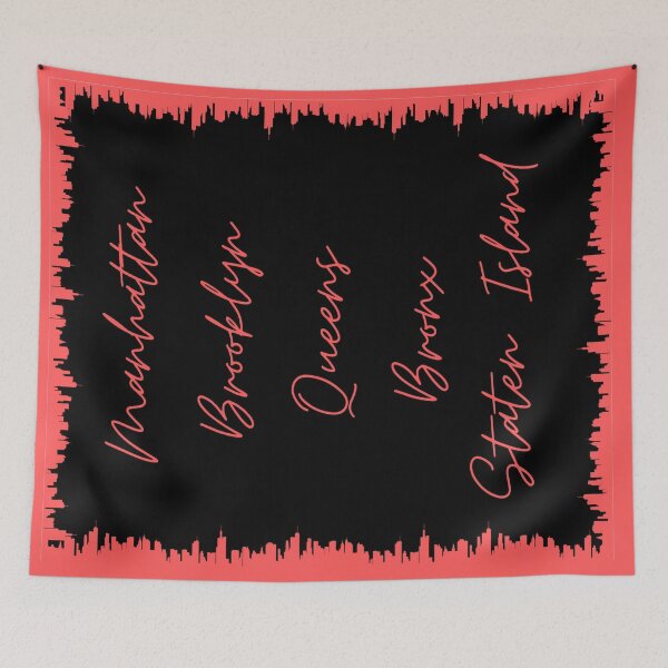 Item preview, NYC Skyline Aesthetic With 5 Boroughs - Coral designed and sold by PunjabanJatti.