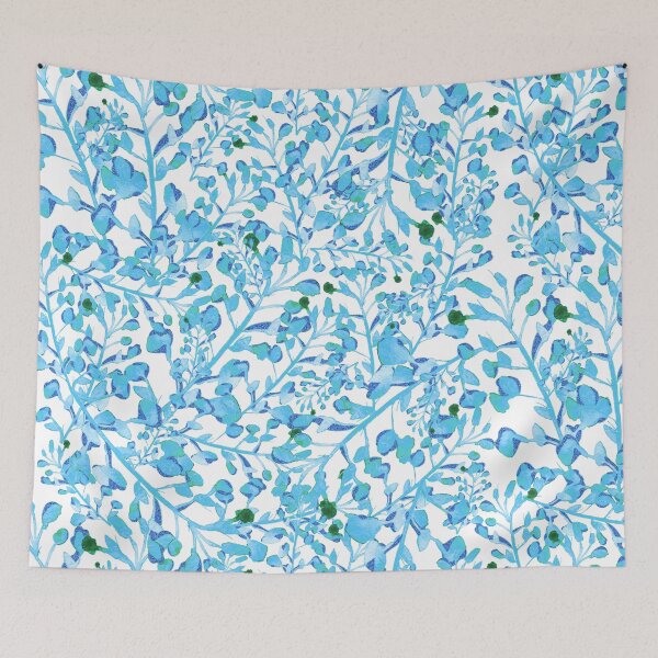 Artikelvorschau, Blue Vines Watercolor - Hand Painted Leaves with Sparkles entworfen und verkauft von maddydoodlesoup.