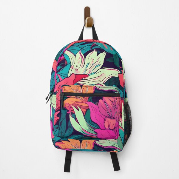 Item preview, Flower Pattern 7, vibrant lilies I think I'm on fire, like chromatic aberration, pink, magenta, sea green, flowers and nature. designed and sold by FoxRobinRabbit.