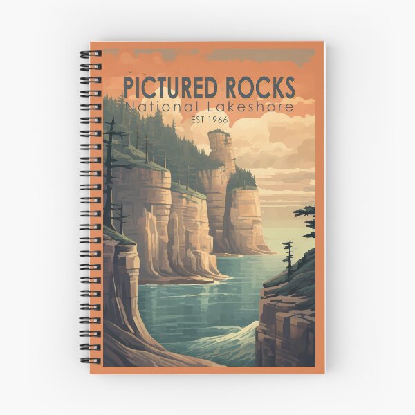 Artikelvorschau, Abgebildete Felsen National Lakeshore Reise Kunst Vintage entworfen und verkauft von KrisSidDesigns.