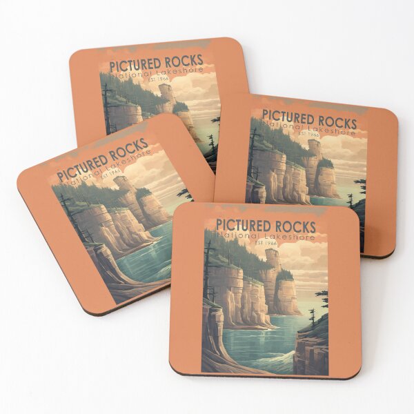 Item preview, Pictured Rocks National Lakeshore Travel Art Vintage designed and sold by KrisSidDesigns.