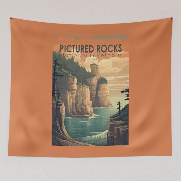 Item preview, Pictured Rocks National Lakeshore Travel Art Vintage designed and sold by KrisSidDesigns.