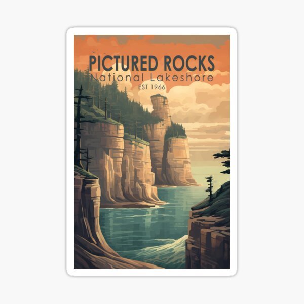 Item preview, Pictured Rocks National Lakeshore Travel Art Vintage designed and sold by KrisSidDesigns.