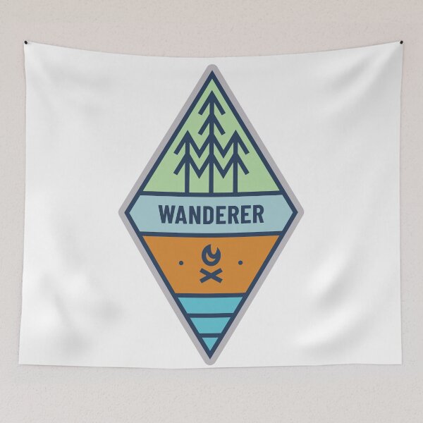 Item preview, Retro Camping Badge Sticker Wanderer designed and sold by megsmakesstuff.
