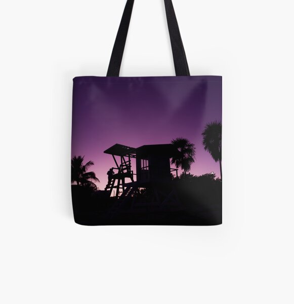 Baywatch tower silhouette sunset All Over Print Tote Bag