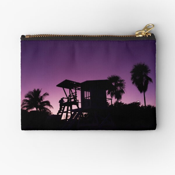 Baywatch tower silhouette sunset Zipper Pouch