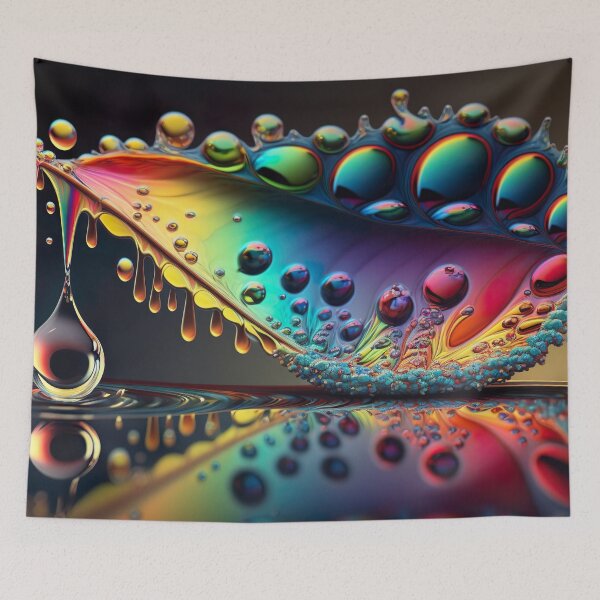 Artikelvorschau, Fraktale Digitalgrafik mit Regenbogenfarben und Tropfenmustern entworfen und verkauft von Pflugart.