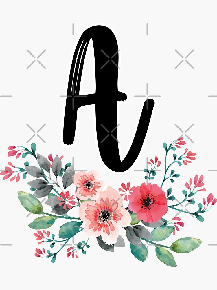 Floral H Sticker. Clear Matte Letter Sticker. Weatherproof 