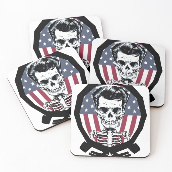 Item preview, Fun Retro Patriotic Rockabilly Skeleton designed and sold by gobblegum.