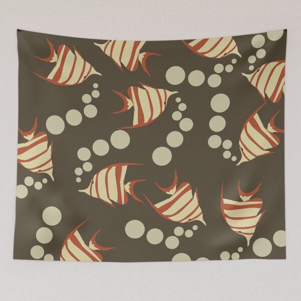 Item preview, fish and bubbles (cream yellow orange and brown) designed and sold by kim tang.