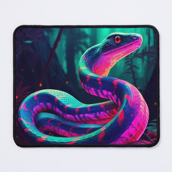 Item preview, Neon Jungle Serpent - Dramatic King Cobra Digital Painting designed and sold by OdysseyArtworks.