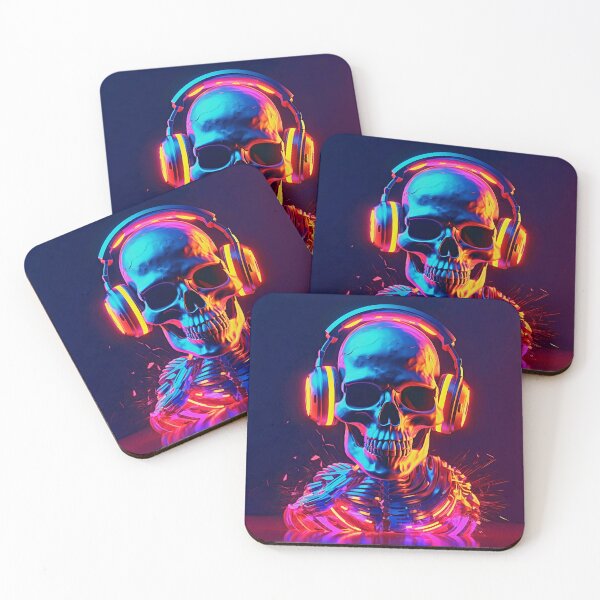 Item preview, Skull Wearing Headphones | DJ Skeleton designed and sold by CoolHippoQuotes.