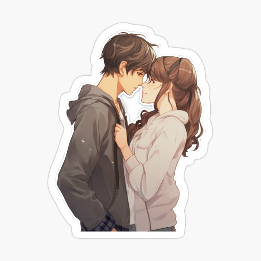 Anime high school couple stickers