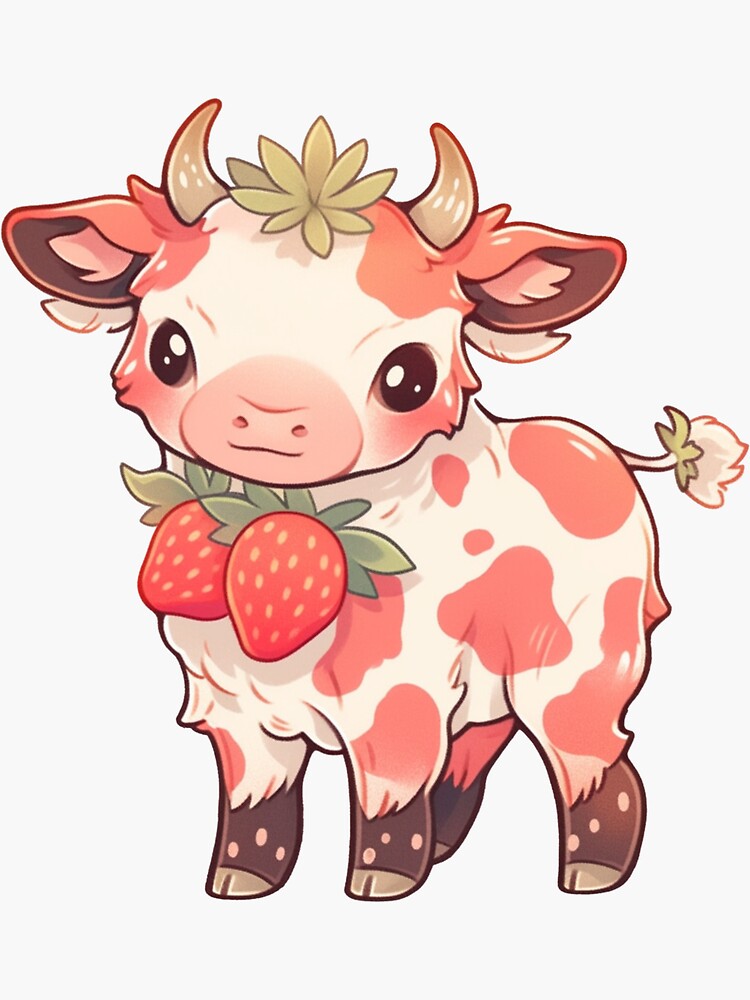 Strawberry Cow kawaii Photographic Print for Sale by MayBK