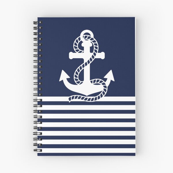 Item preview, Nautical Navy Blue Stripes and White Anchor designed and sold by IoanaHraball.