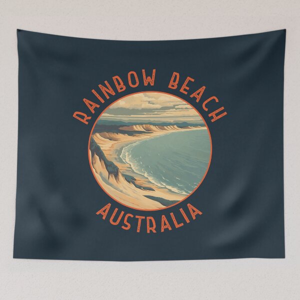 Item preview, Rainbow Beach Australia Retro Distressed Circle designed and sold by KrisSidDesigns.