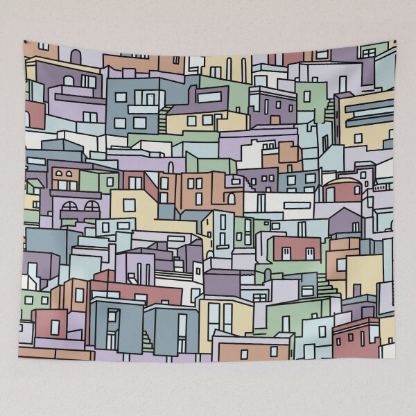 Item preview, Colorful Island Homes All-Over Print designed and sold by Unhinged Heather.