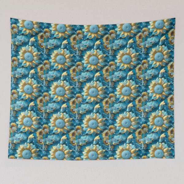 Artikelvorschau, 3D-Türkis-Blumenillustration mit leuchtenden Diamanten entworfen und verkauft von GibertFI.