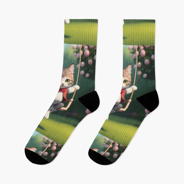 Item preview, Cat on a swing - Modern digital art designed and sold by Ai-michiart.