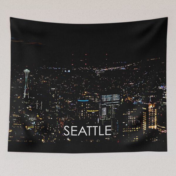 Item preview, Seattle, Washington, USA, Travel Print, Night designed and sold by summattodraw.