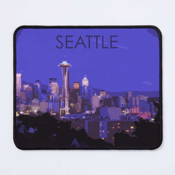 Item preview, Seattle, Washington, USA, Travel Print, Night designed and sold by summattodraw.