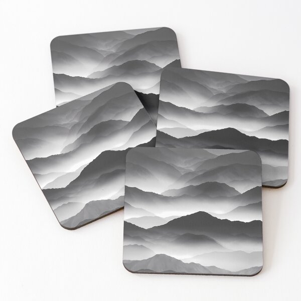 Item preview, Black and White Misty Mountains designed and sold by FrostedPeaks.