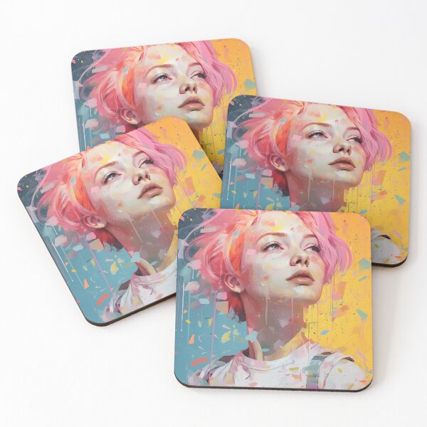 Item preview, Lovestruck 2, I think she likes me, confetti party. Woman looking up. Pink, blue, orange. designed and sold by FoxRobinRabbit.