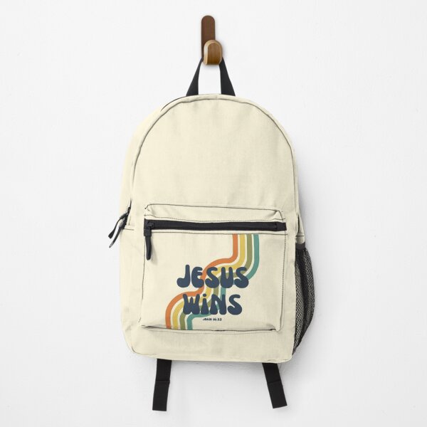 Item preview, John 16:33 - Jesus wins - retro bible verse designed and sold by Firmly Planted Prints.