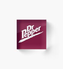 Dr Pepper 90s Maroon Background Acrylic Block