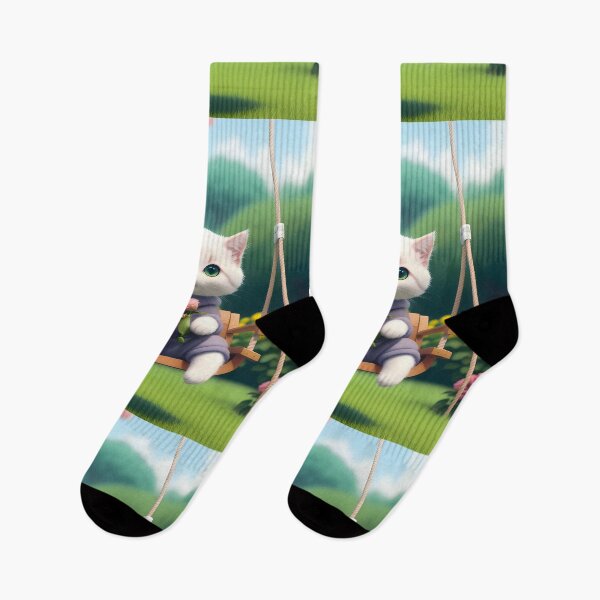 Item preview, Cat on a swing - Modern digital art designed and sold by Ai-michiart.