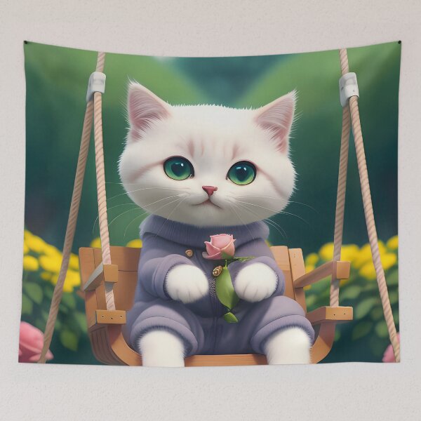 Item preview, Cat on a swing - Modern digital art designed and sold by Ai-michiart.