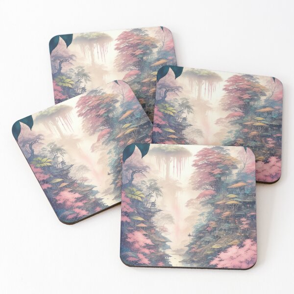 Item preview, Pink watercolor fantasy rural jungle designed and sold by RK - Shop.