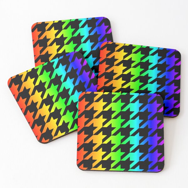 Item preview, ombre rainbow black houndstooth colorful designed and sold by Gossip Rag.