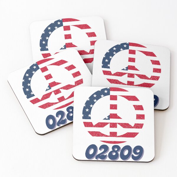 Item preview, Red White and Blue Retro Peace Sign 02809 zip code Bristol, RI designed and sold by DigitalLuckyCat.