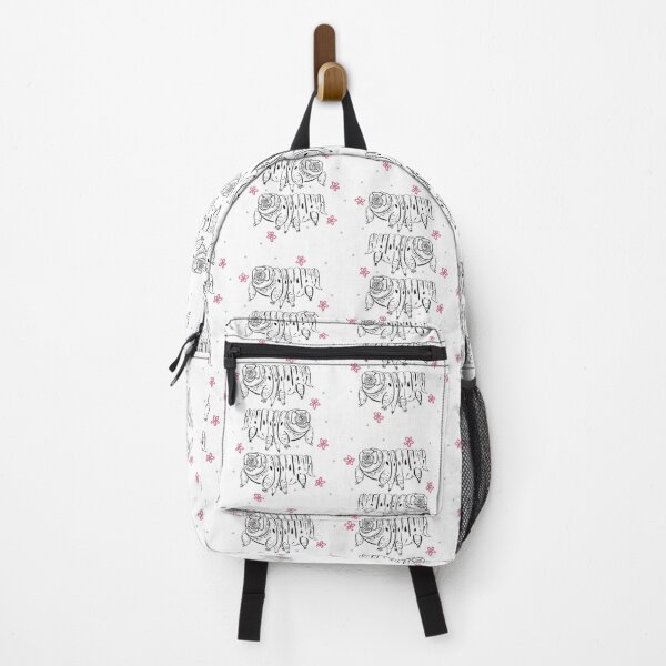 Item preview, Adorable Tardigrades Pattern - Hand Drawn Black Ink + pink flowers designed and sold by maddydoodlesoup.