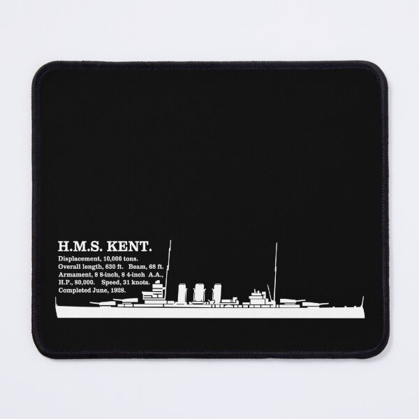 Item preview, HMS Kent British WW2 Heavy Cruiser Infographic Silhouette designed and sold by MilitaryMart.