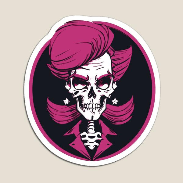 Item preview, Fun Retro Pink Hair Rockabilly Skeleton designed and sold by gobblegum.