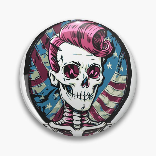 Item preview, Fun Retro Pink Hair Patriotic Rockabilly Skeleton designed and sold by gobblegum.