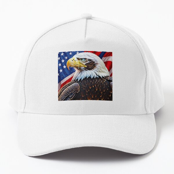 Bald Eagle Hat Cap Strap Back Blue Adjustable Stars Stripes Patriotic USA  Mens