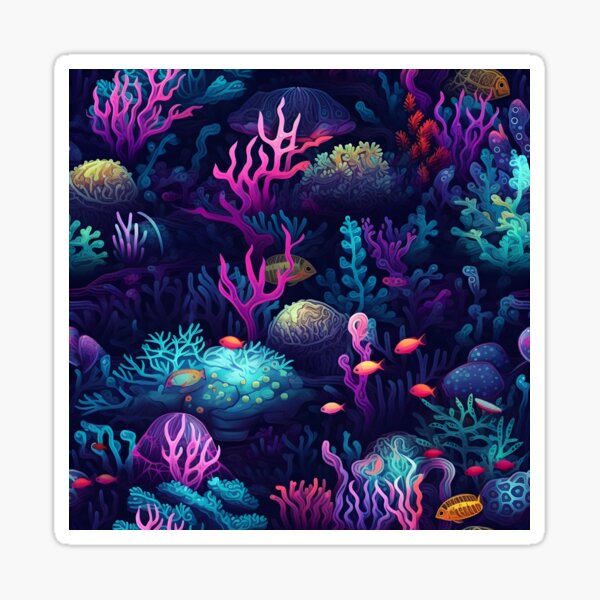 Item preview, Fluorescent underwater world pattern designed and sold by enipra.