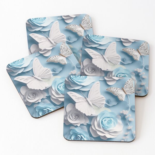 Item preview, 3D Butttterflies and Blue Roses designed and sold by Happy24online.