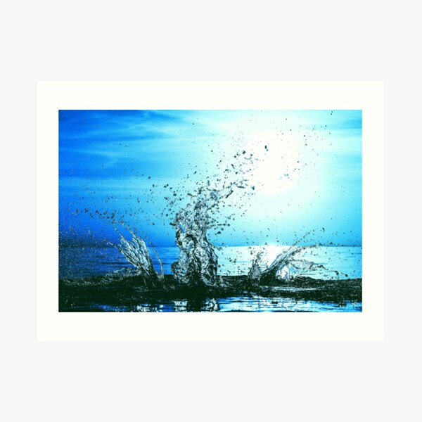 Blue water splash Art Print