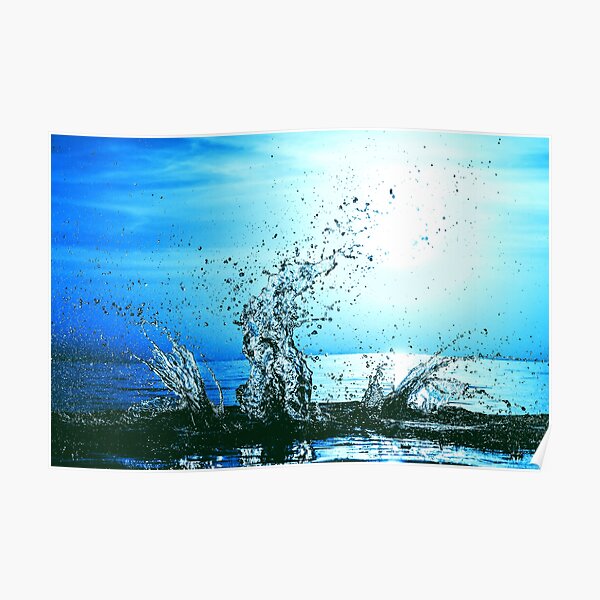 Blue water splash Poster