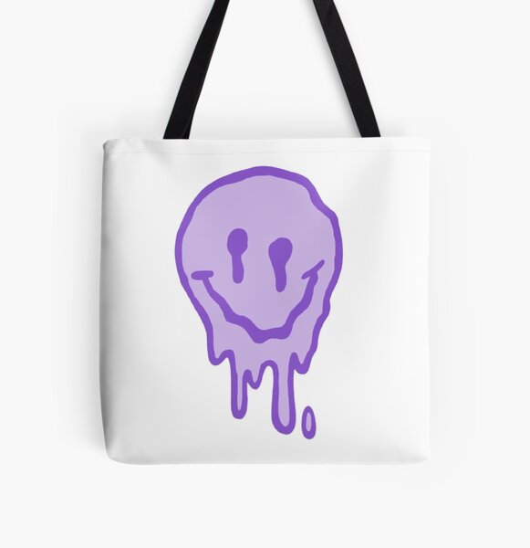 Pastel Purple Dripping Smiley Tote Bag