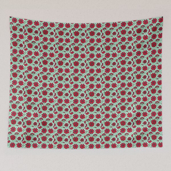 Item preview, Red Flowers on Light Green Background designed and sold by melridger.